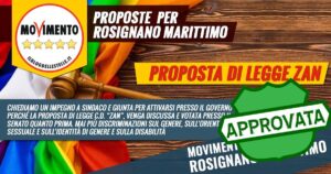 Mozione proposta di legge ZAN approvata m5s Rosignano marittimo