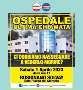 ULTIMA CHIAMATA La Sanità pubblica ci salva la vita, partecipiamo a questo importante incontro pubblico, facciamolo per mantenere il nostro Ospedale, salviamo "NOI" la sanità pubblica, non restiamo indifferenti.